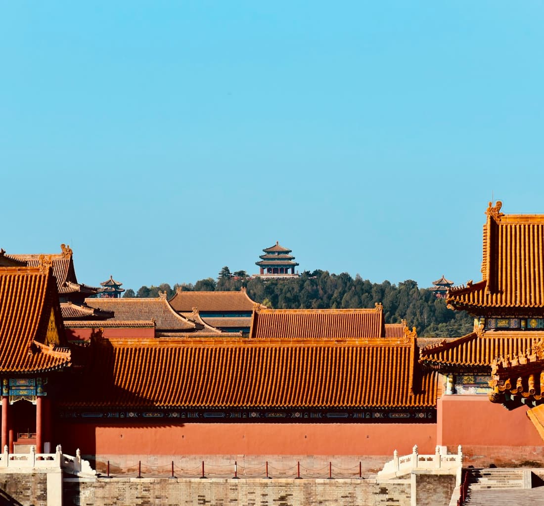 Golden rooftops and courtyards of the Forbidden City in Beijing